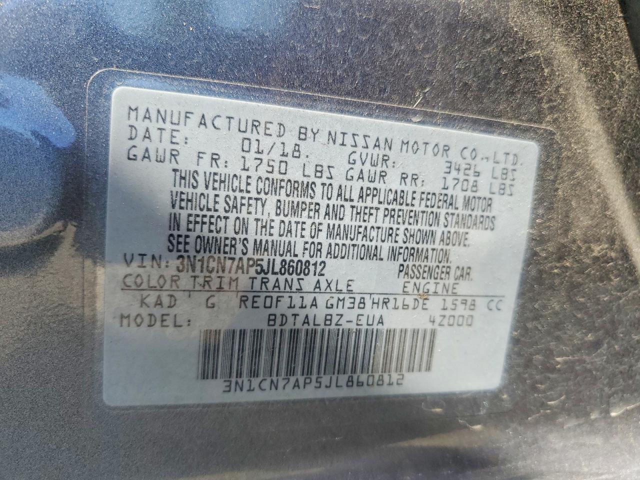 2018 NISSAN VERSA