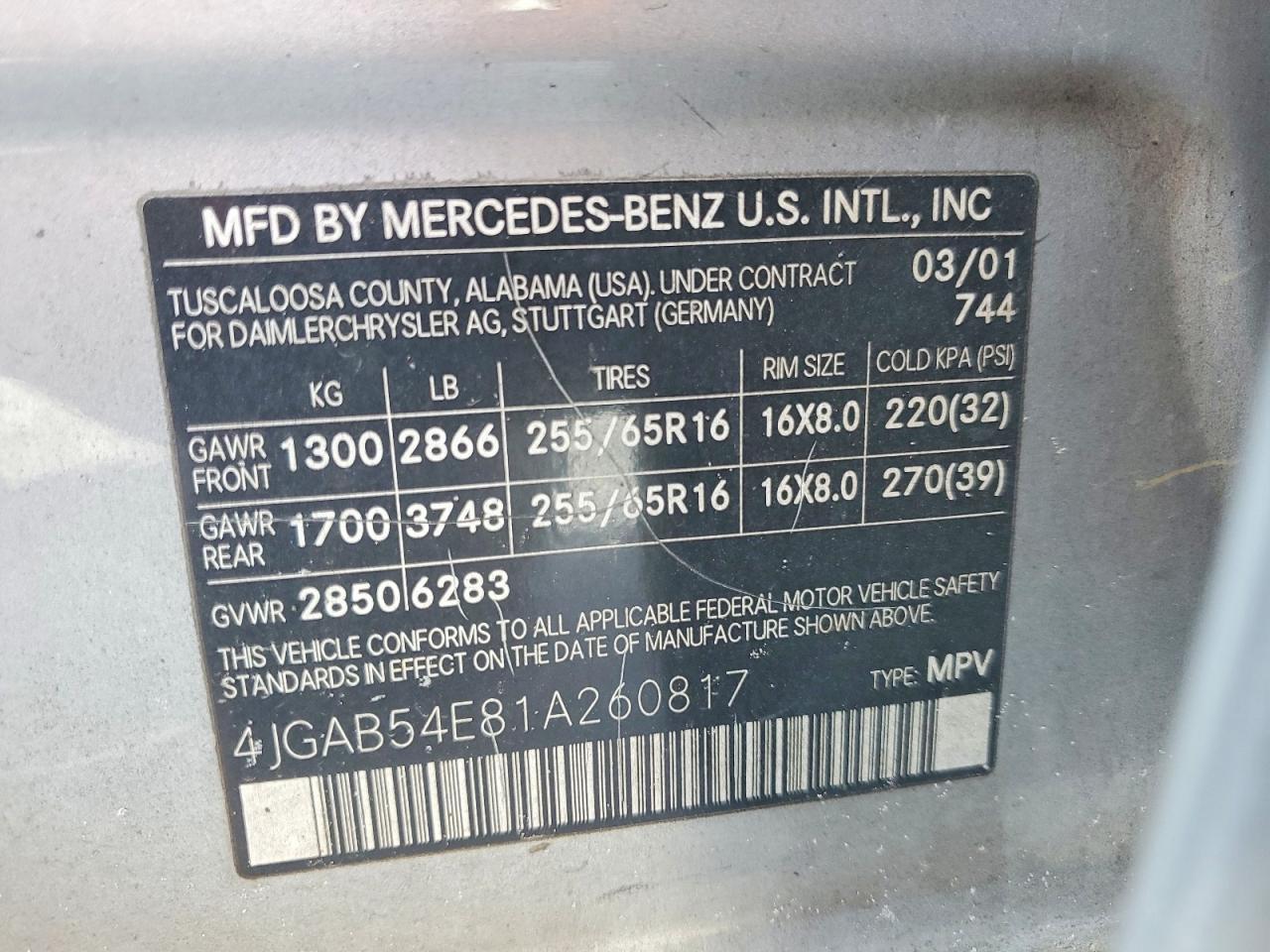 2001 MERCEDES-BENZ ML-Class