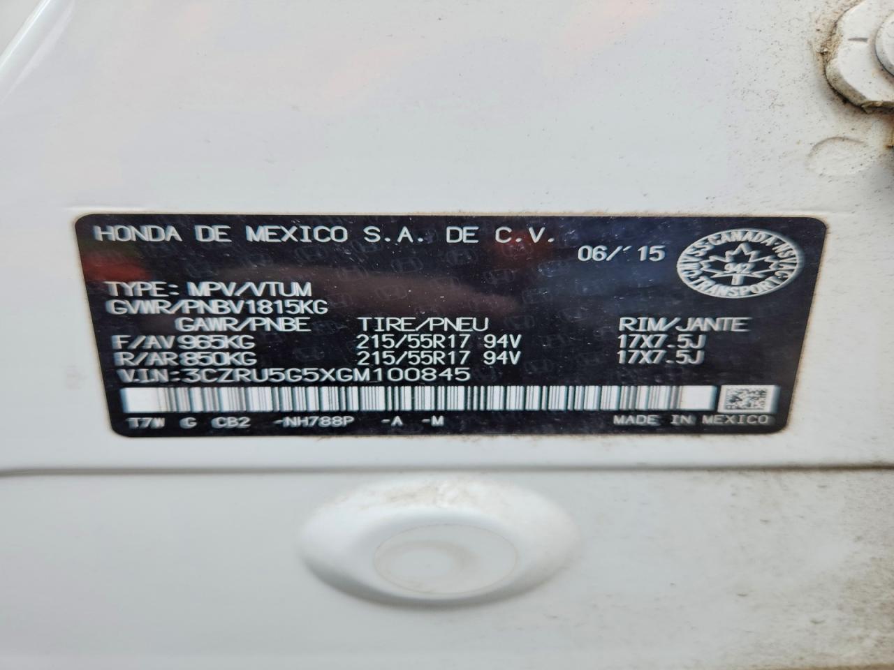 2016 HONDA HR-V