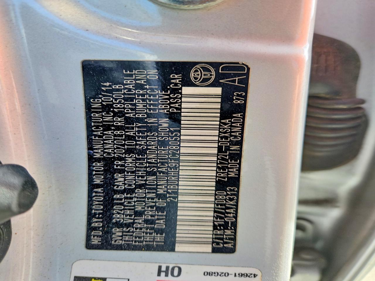 2015 TOYOTA COROLLA