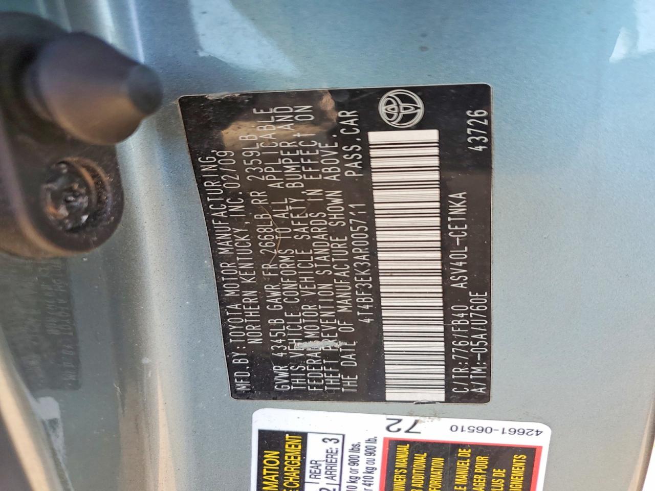 2010 TOYOTA CAMRY