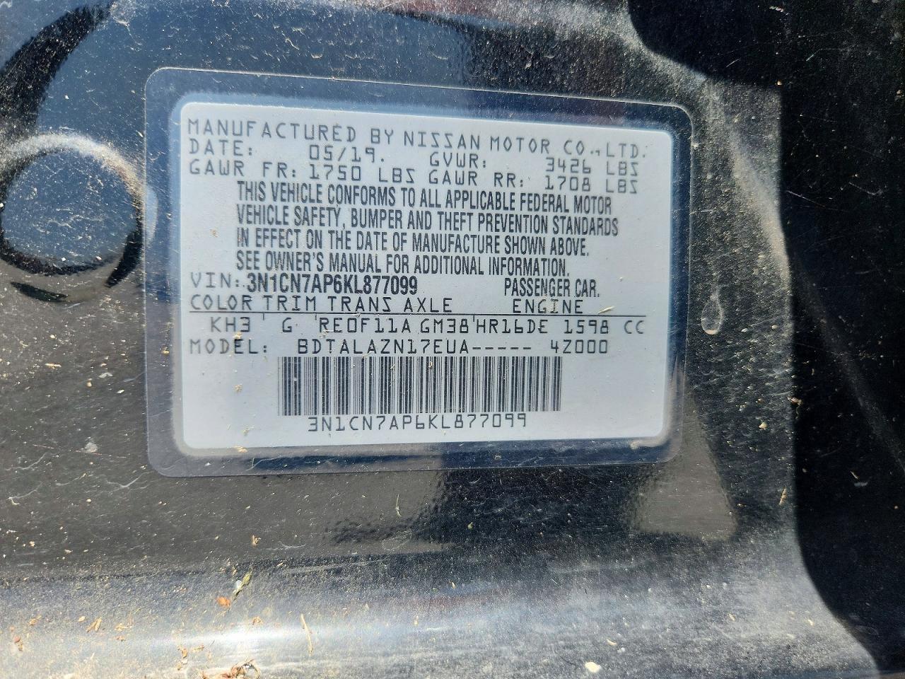 2019 NISSAN VERSA