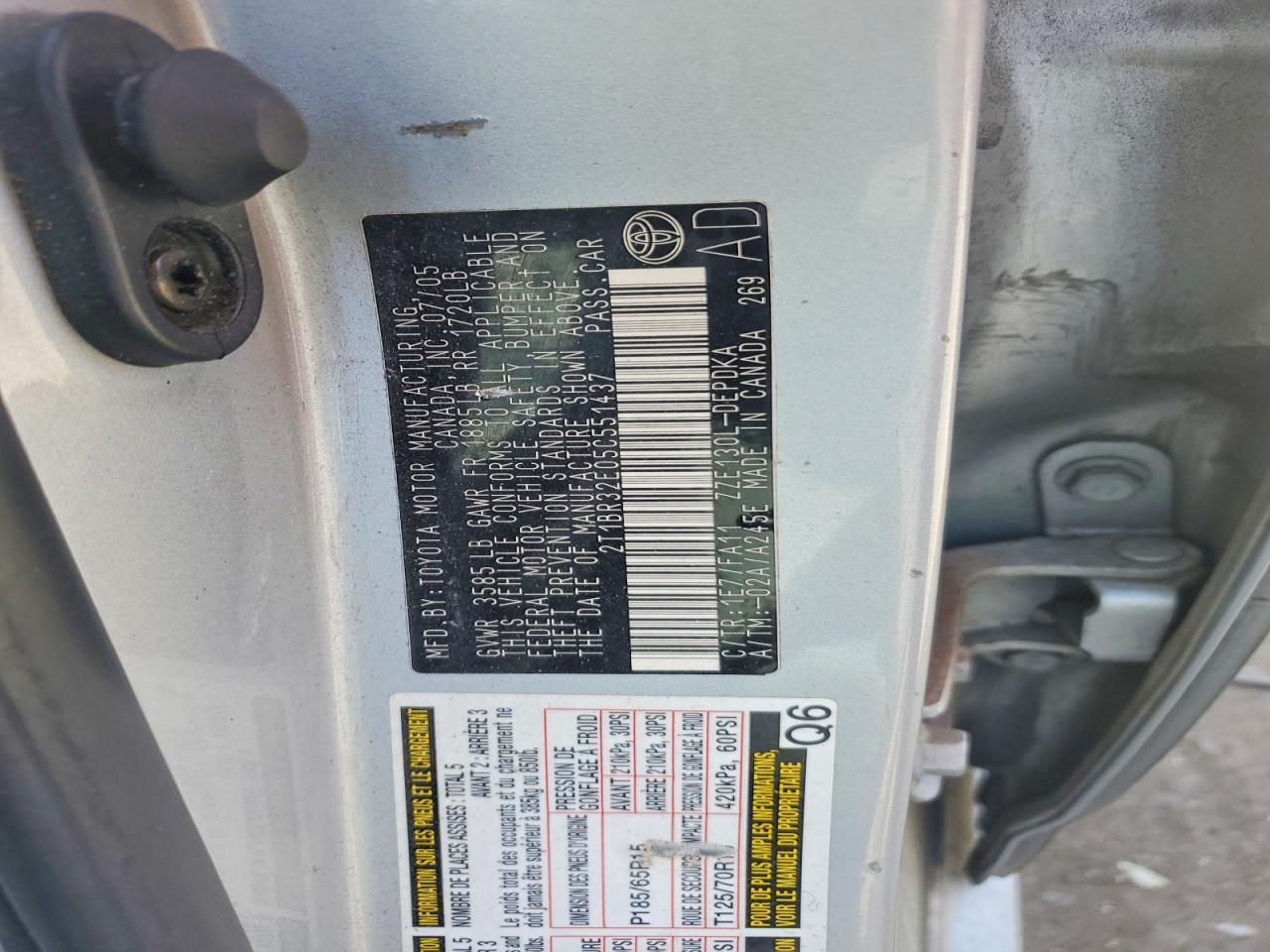2005 TOYOTA COROLLA