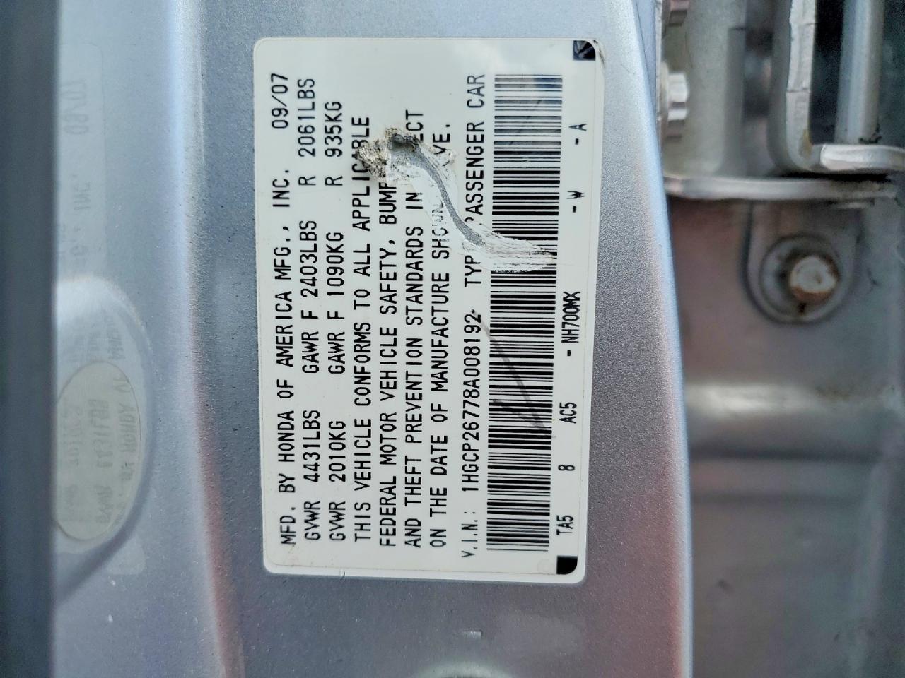 2008 HONDA ACCORD