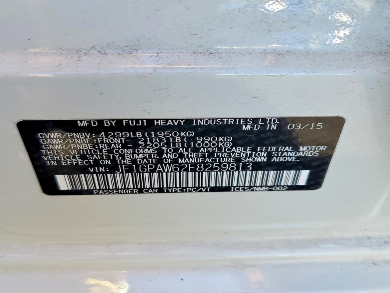2015 SUBARU IMPREZA