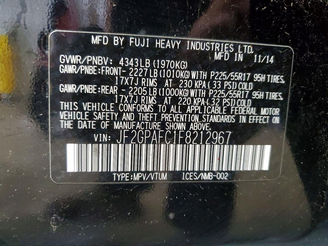 2015 SUBARU XV Crosstrek