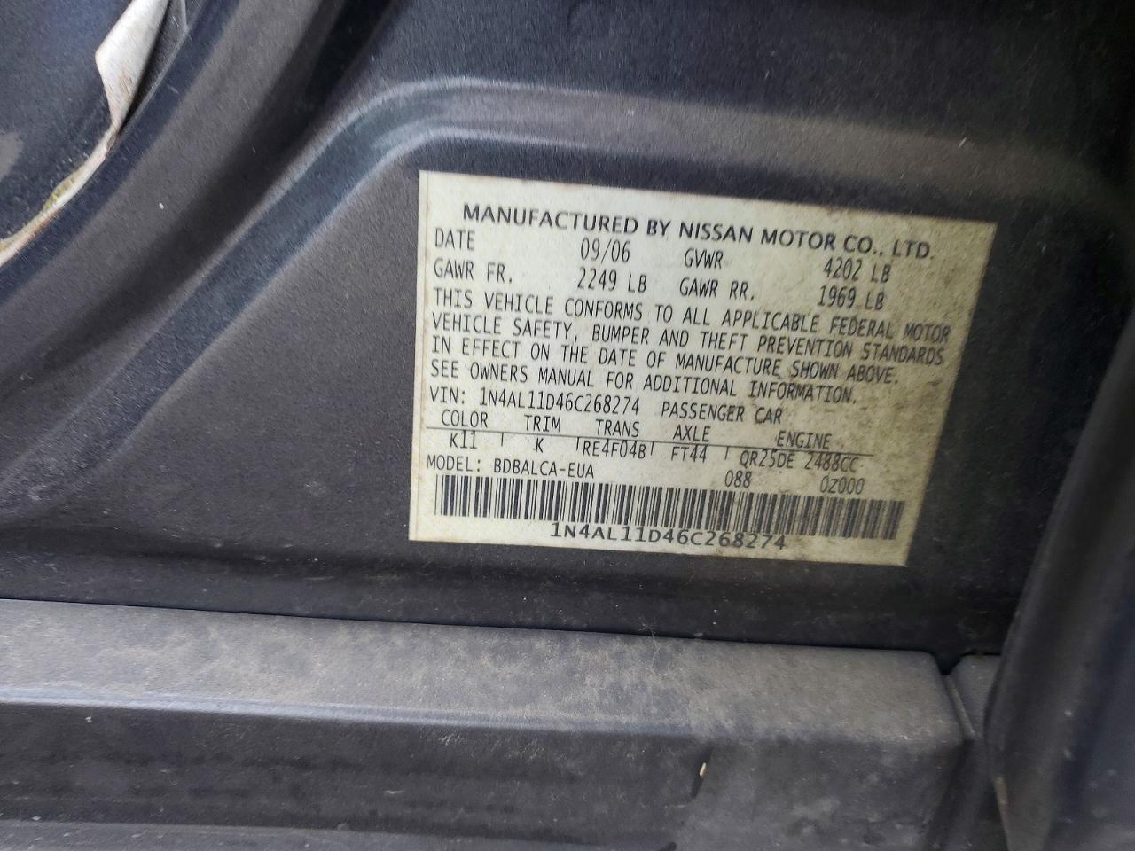 2006 NISSAN ALTIMA