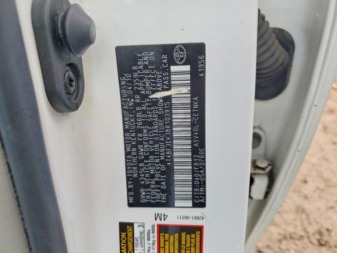 2011 TOYOTA CAMRY