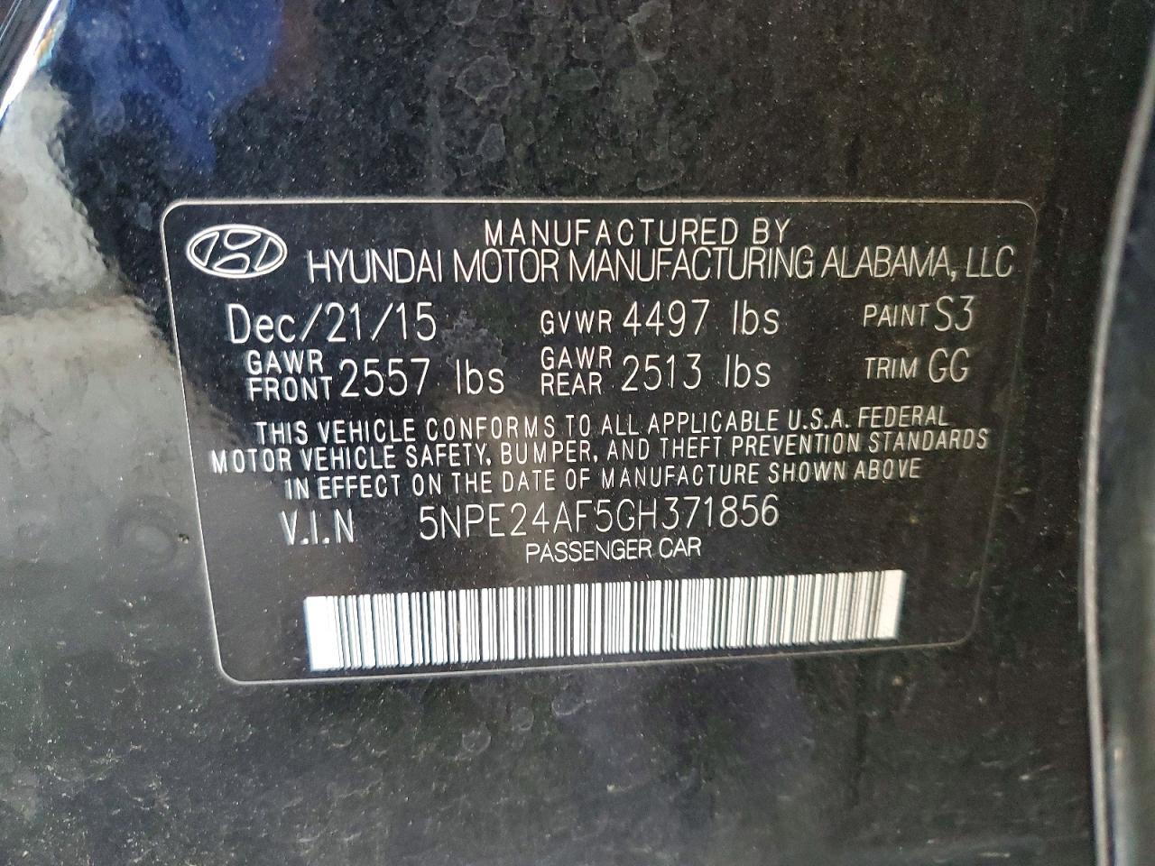 2016 HYUNDAI SONATA