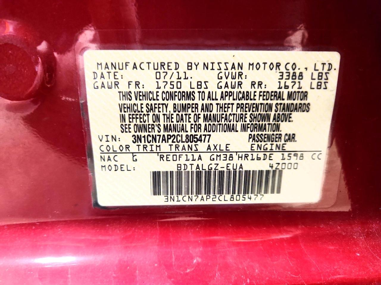 2012 NISSAN VERSA