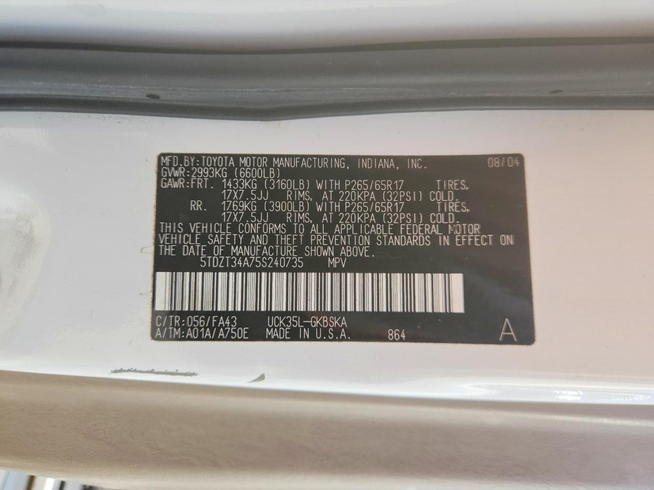 2005 TOYOTA Sequoia