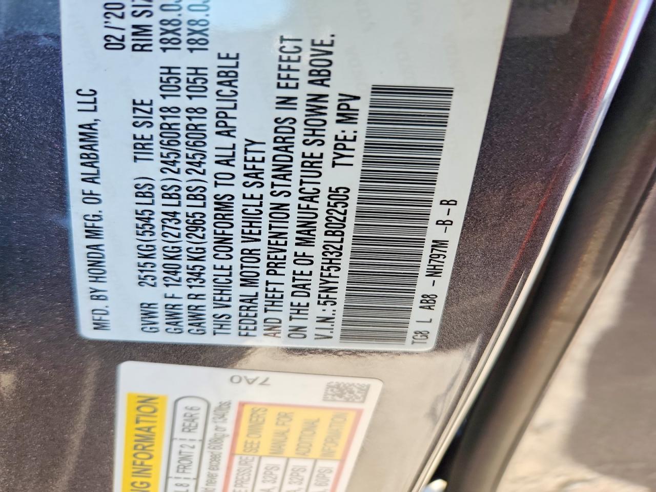 2020 HONDA PILOT