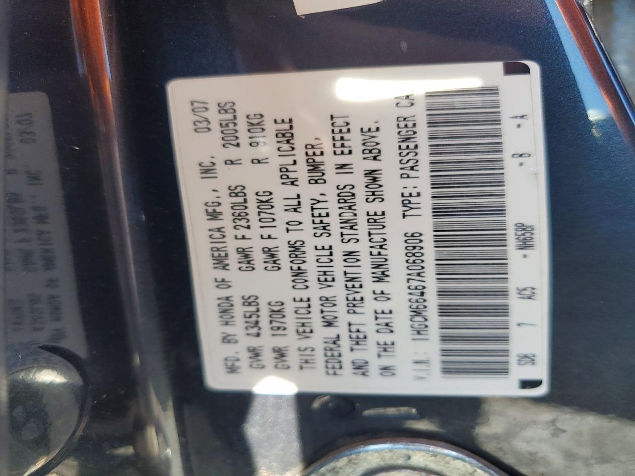 2007 HONDA ACCORD