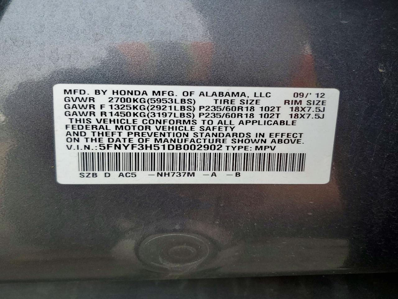 2013 HONDA PILOT