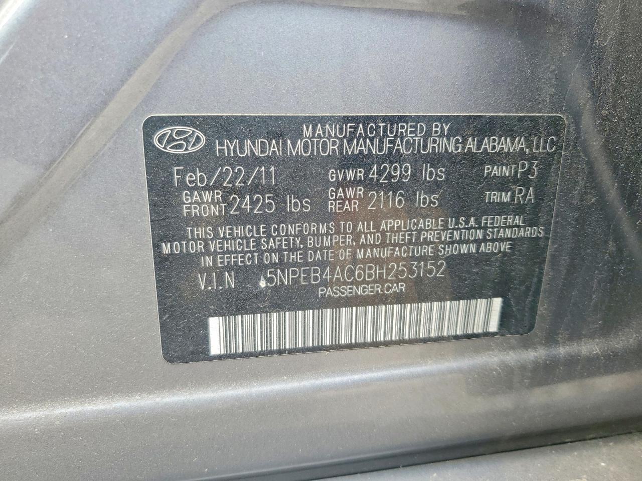 2011 HYUNDAI SONATA