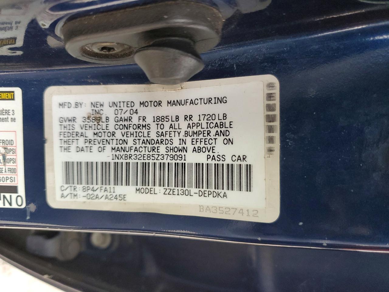 2005 TOYOTA COROLLA