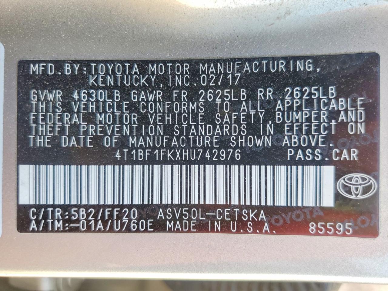 2017 TOYOTA CAMRY