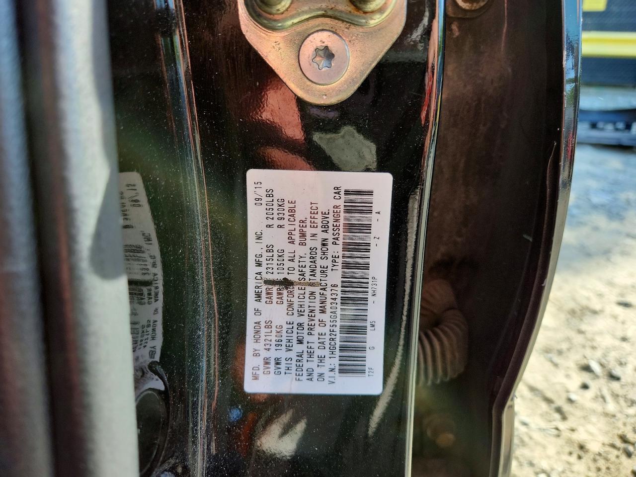2016 HONDA ACCORD