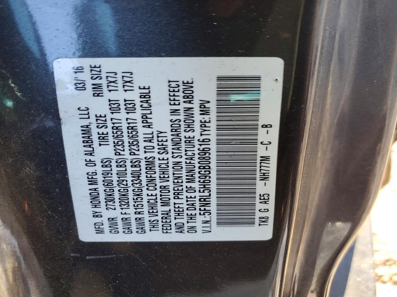 2016 HONDA ODYSSEY