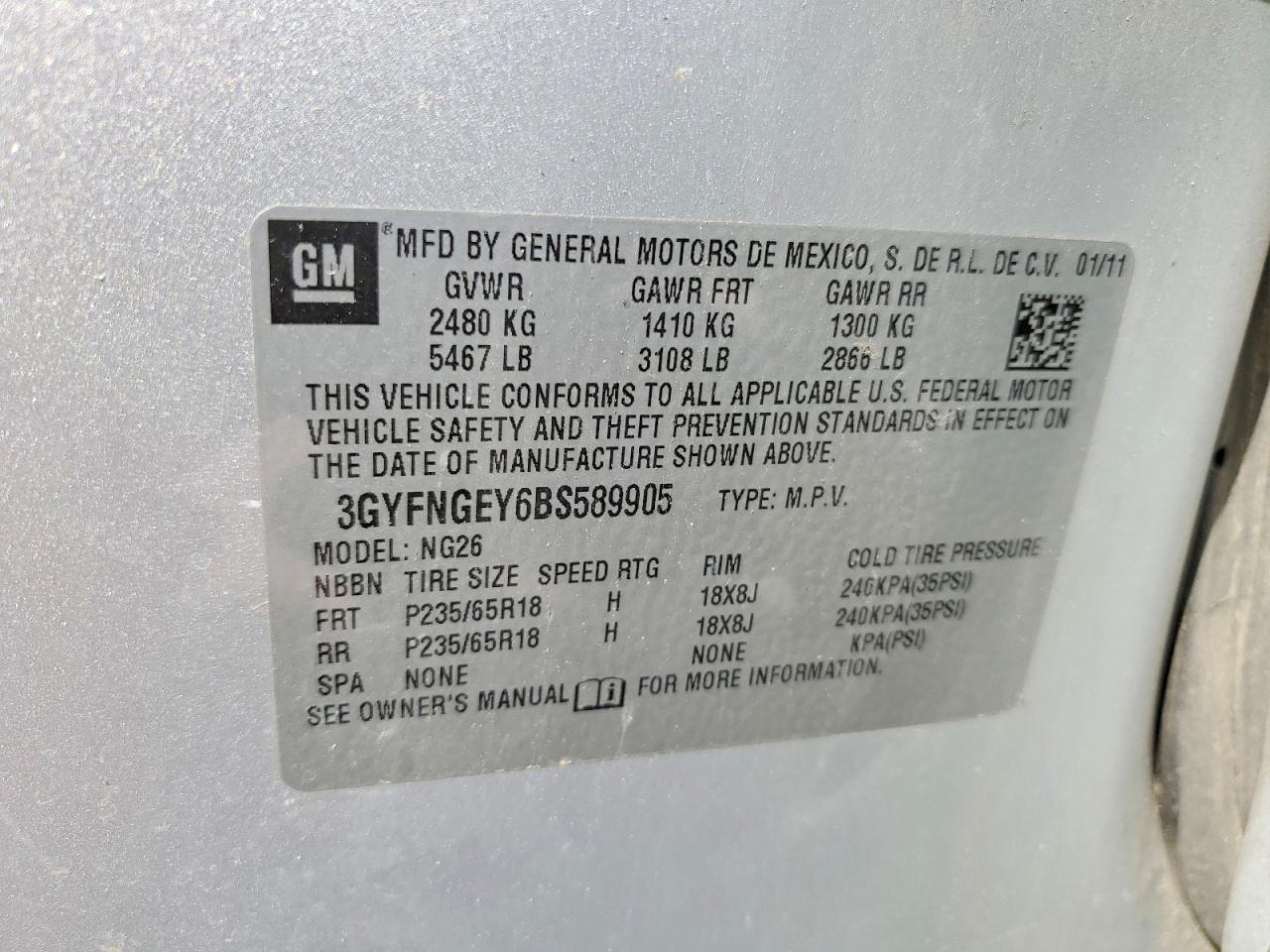 2011 CADILLAC SRX