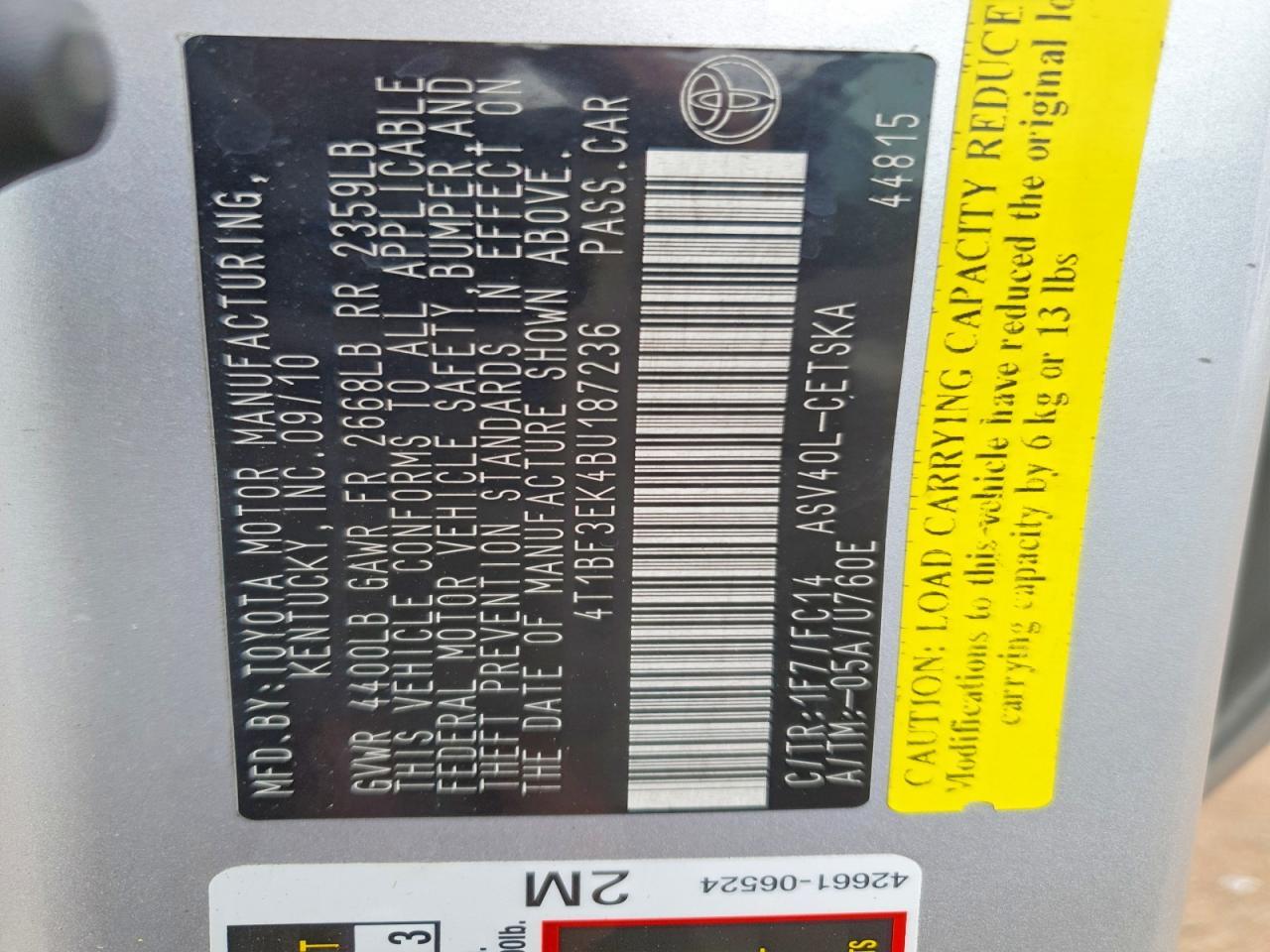 2011 TOYOTA CAMRY