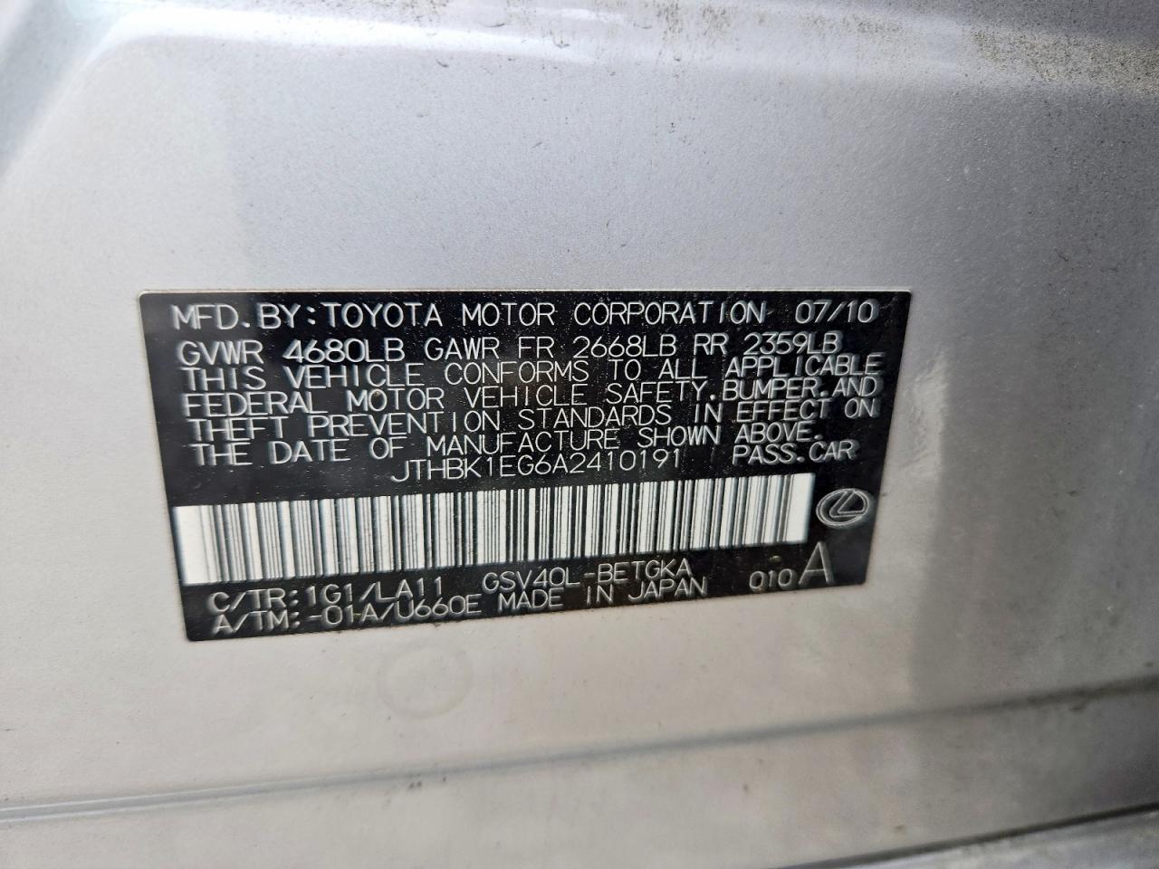 2010 LEXUS ES 350