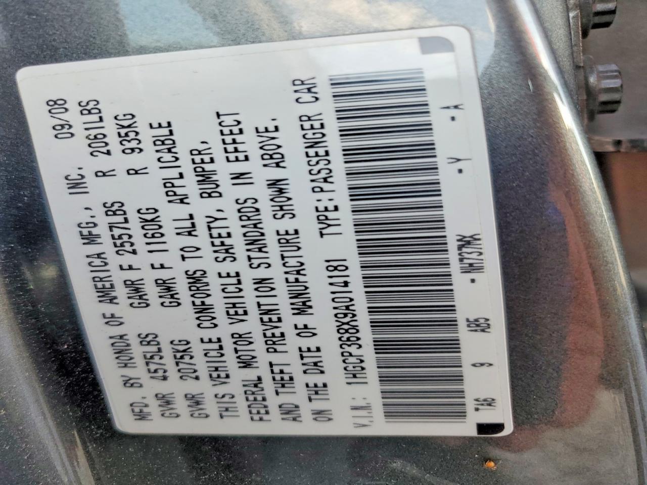 2009 HONDA ACCORD