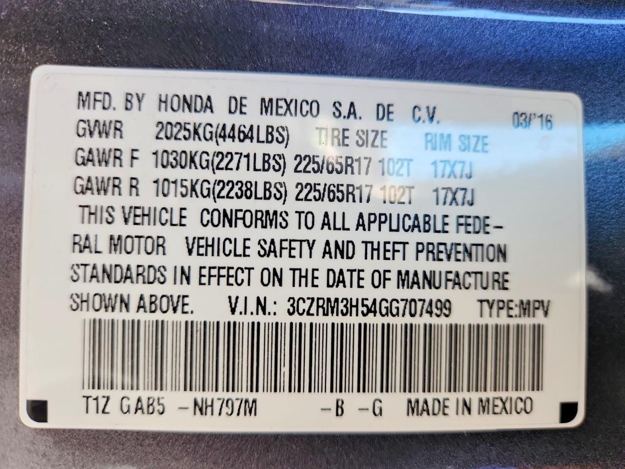 2016 HONDA CR-V