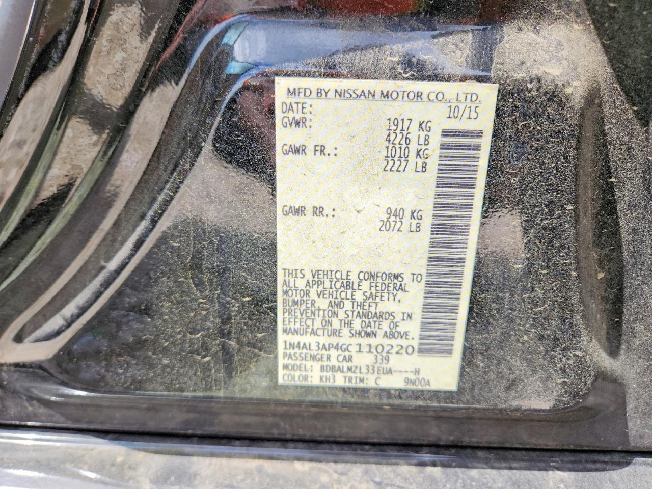 2016 NISSAN ALTIMA