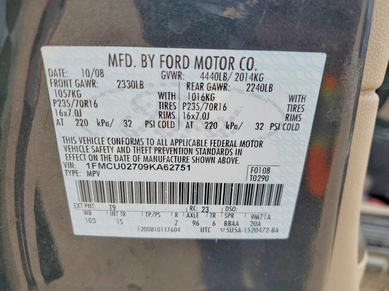 2009 FORD ESCAPE