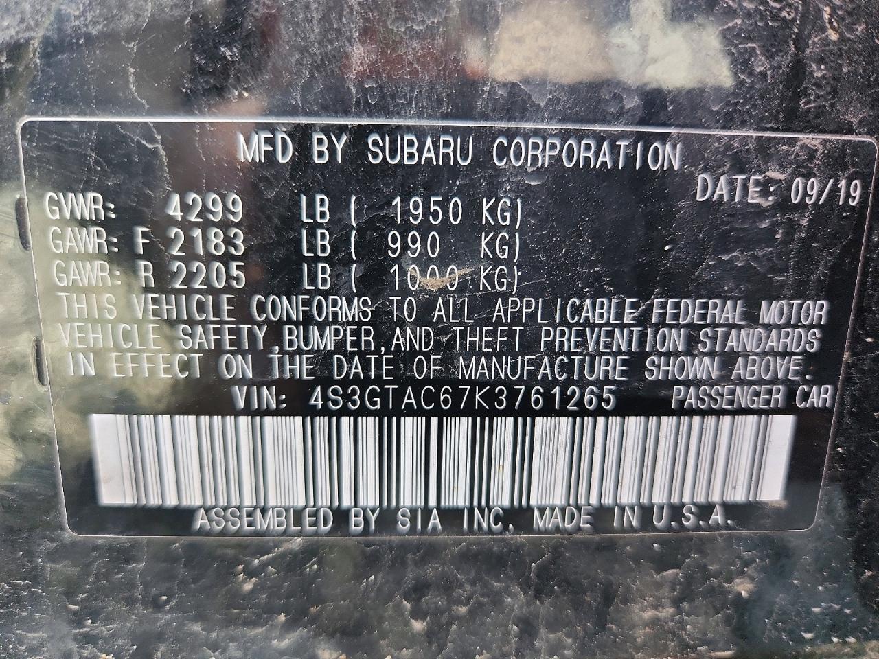 2019 SUBARU IMPREZA