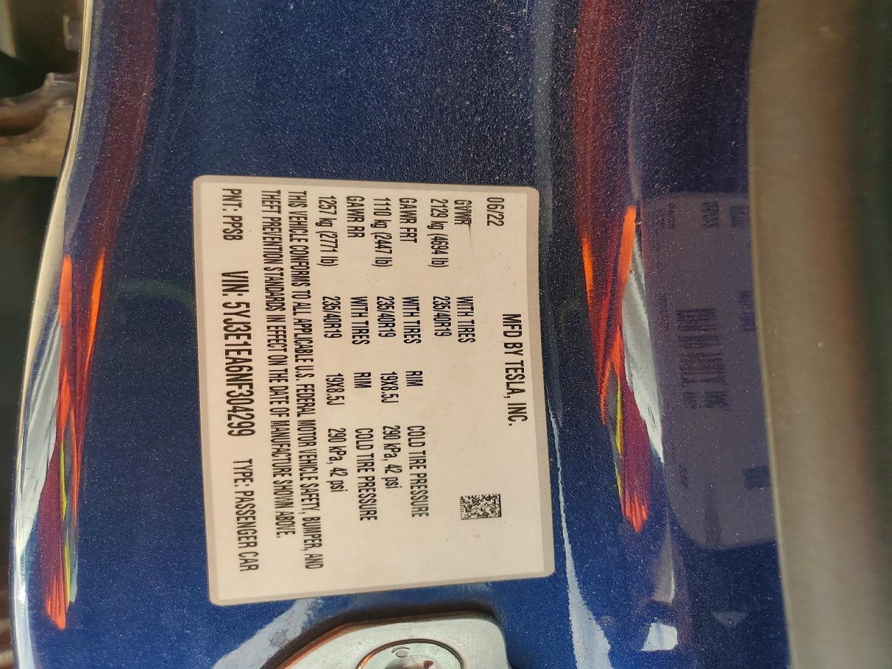2022 TESLA MODEL 3