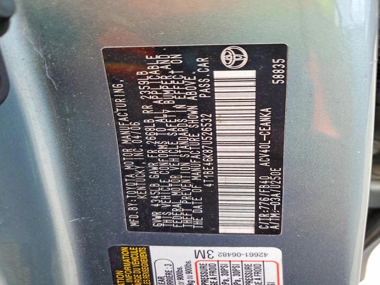 2007 TOYOTA CAMRY