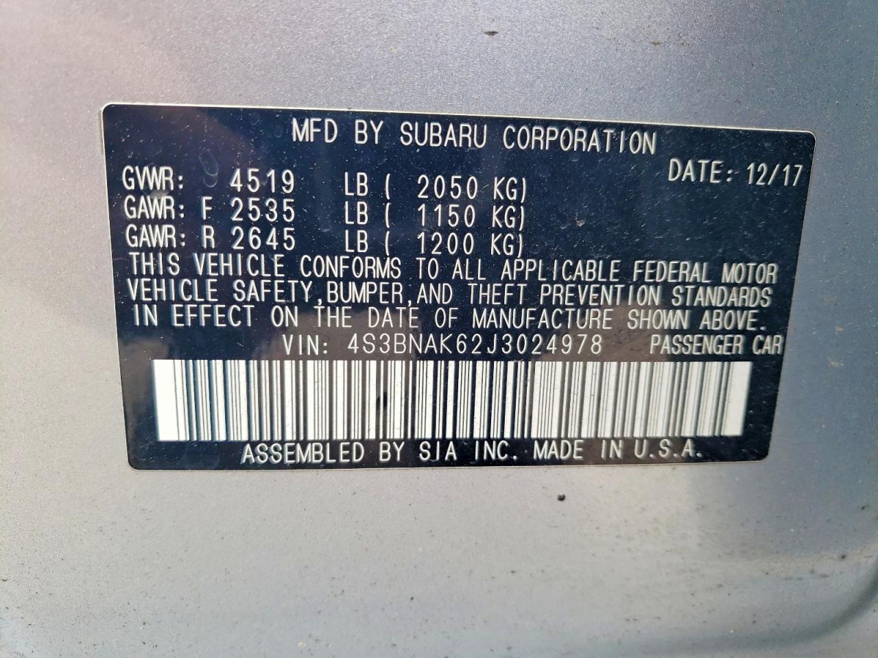 2018 SUBARU Legacy