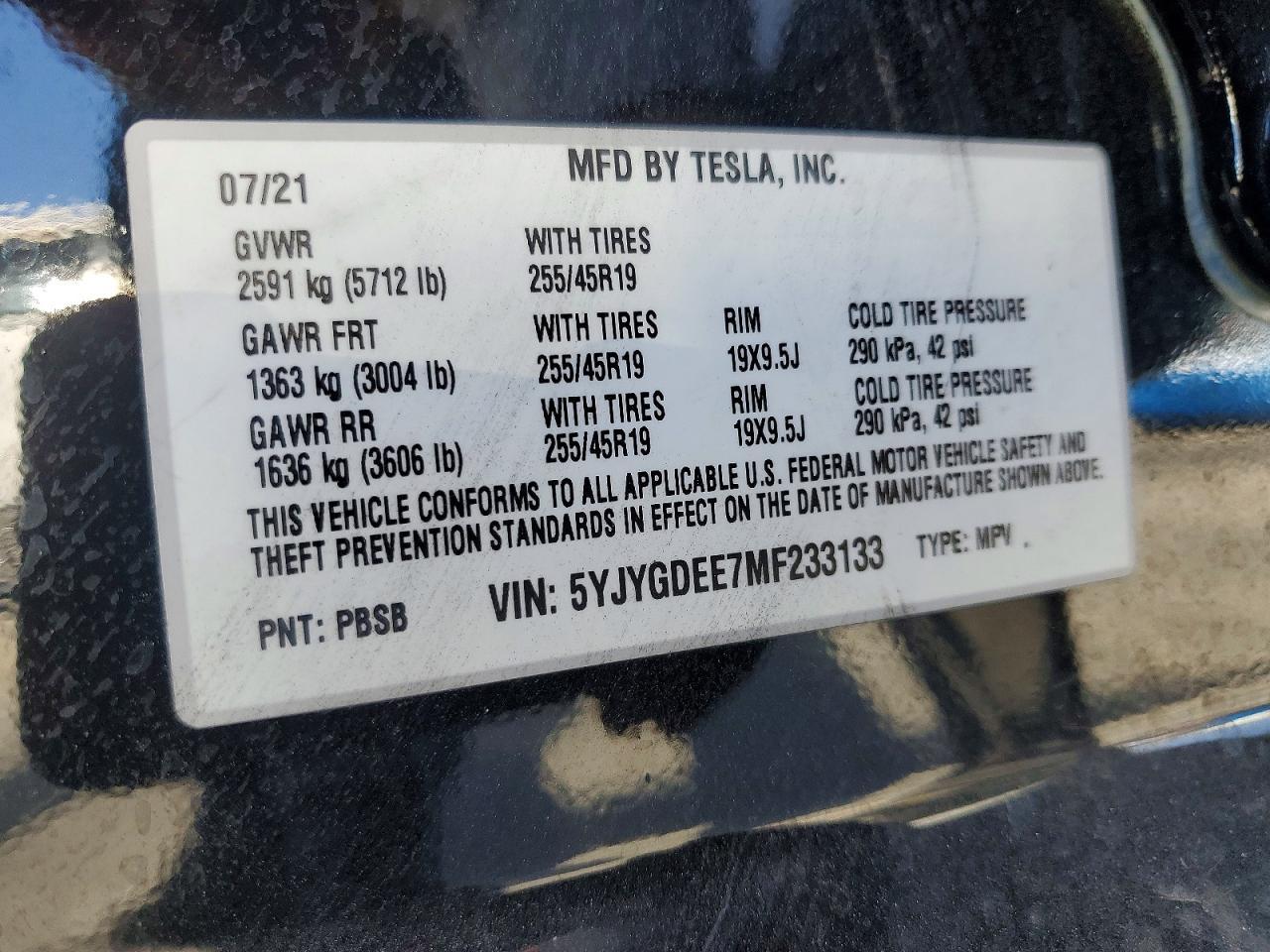 2021 TESLA MODEL Y