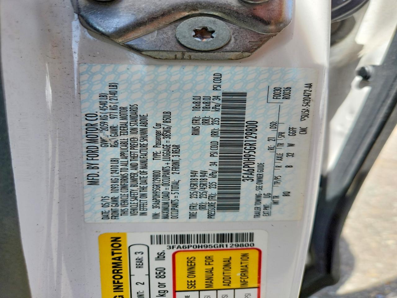 2016 FORD FUSION