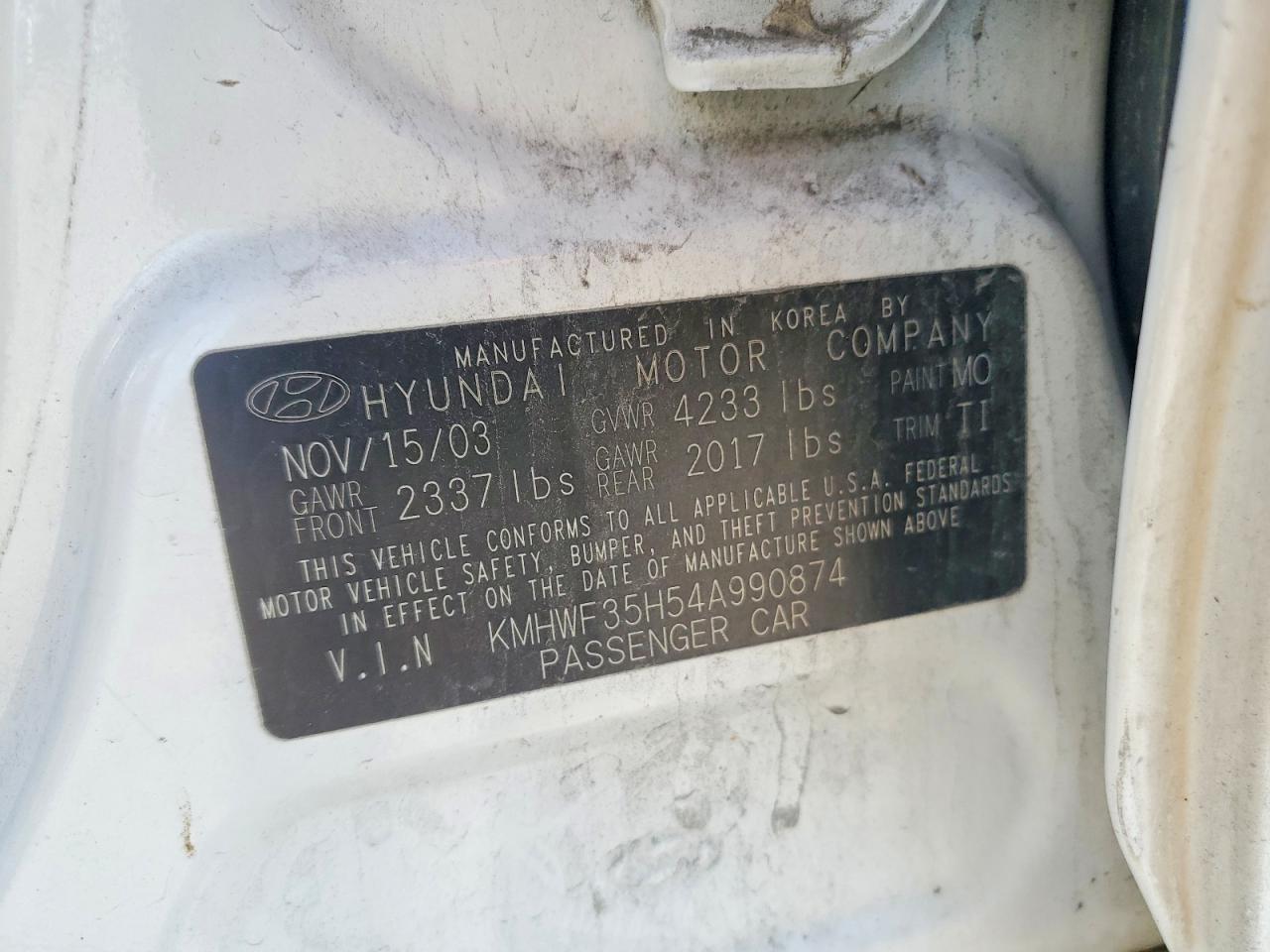 2004 HYUNDAI SONATA