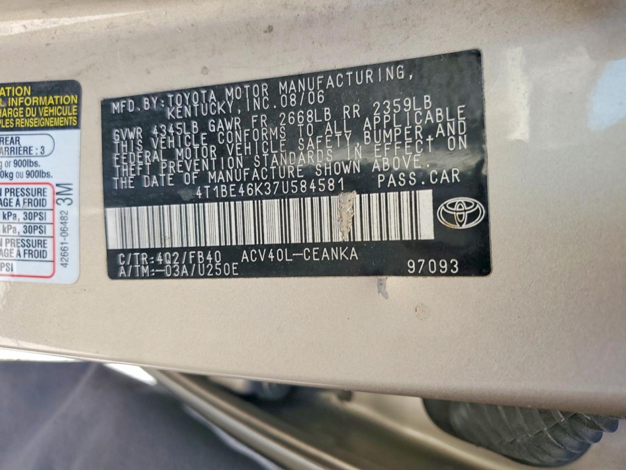 2007 TOYOTA CAMRY