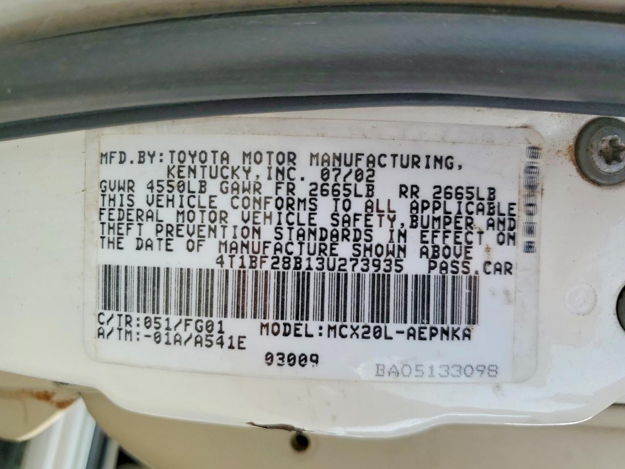 2003 TOYOTA Avalon
