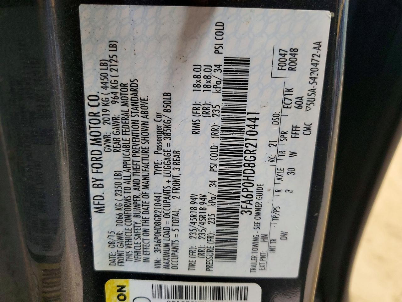 2016 FORD FUSION