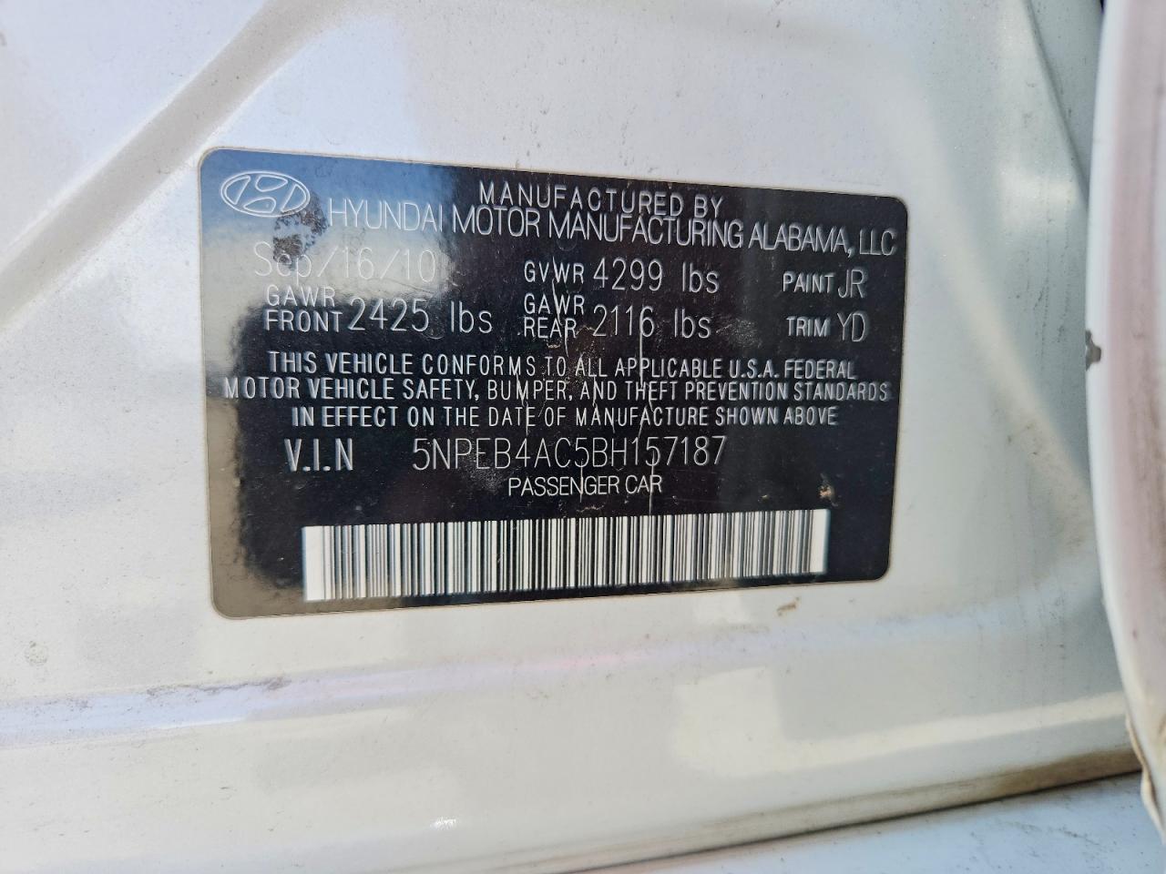 2011 HYUNDAI SONATA
