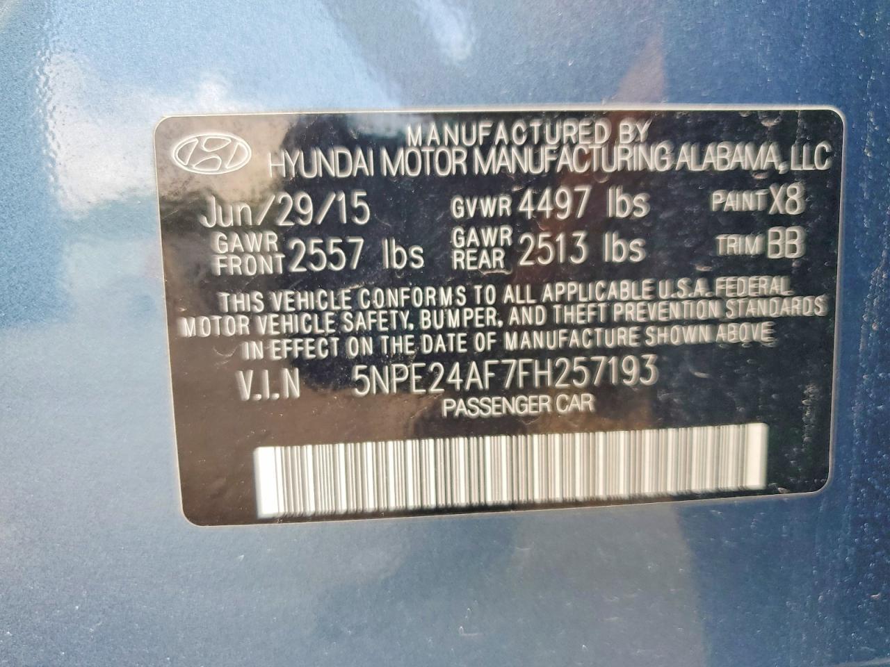 2015 HYUNDAI SONATA