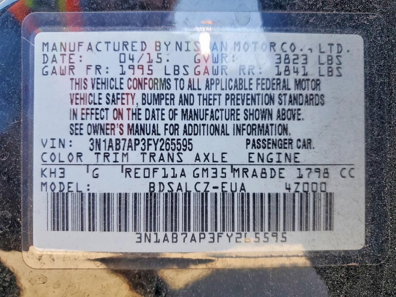 2015 NISSAN SENTRA