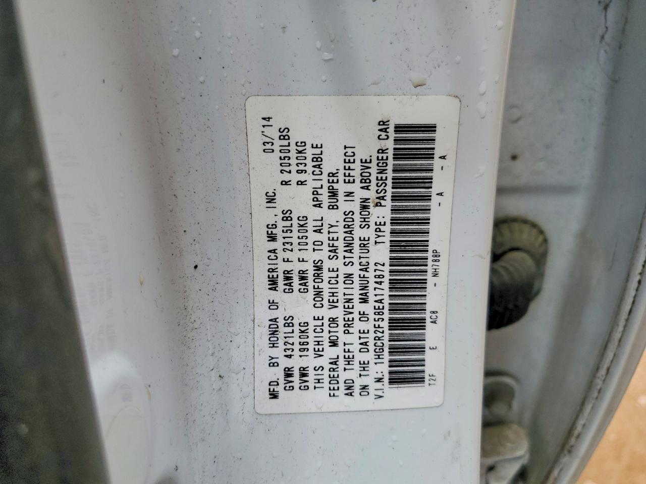 2014 HONDA ACCORD