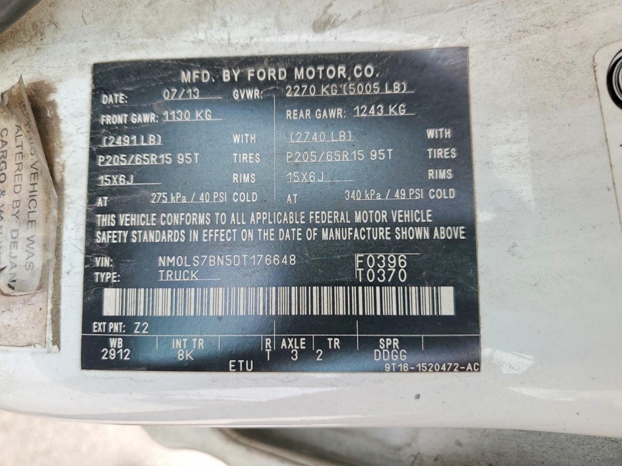 2013 FORD TRANSIT CONNECT