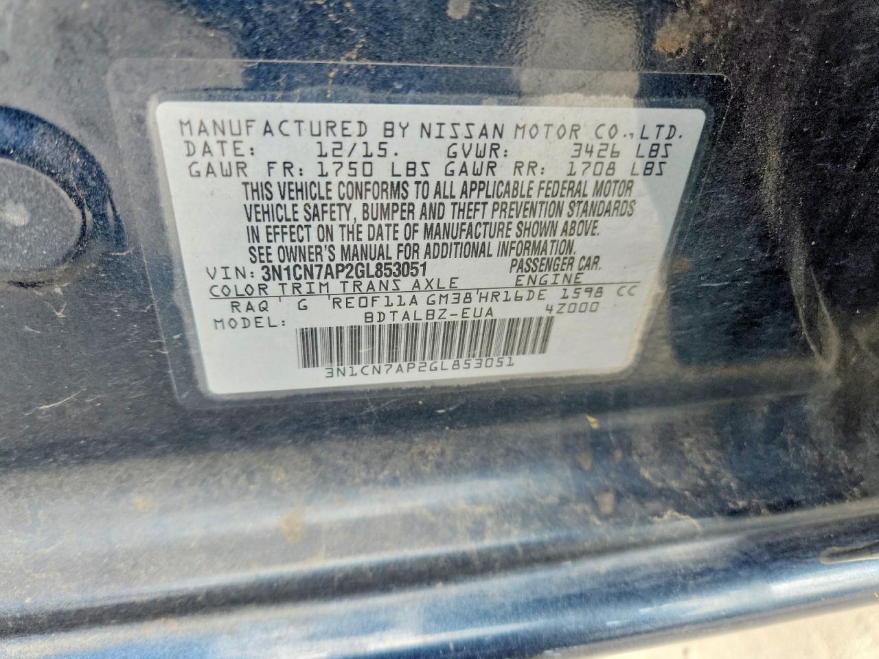 2016 NISSAN VERSA