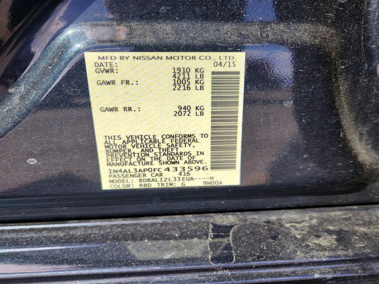 2015 NISSAN ALTIMA