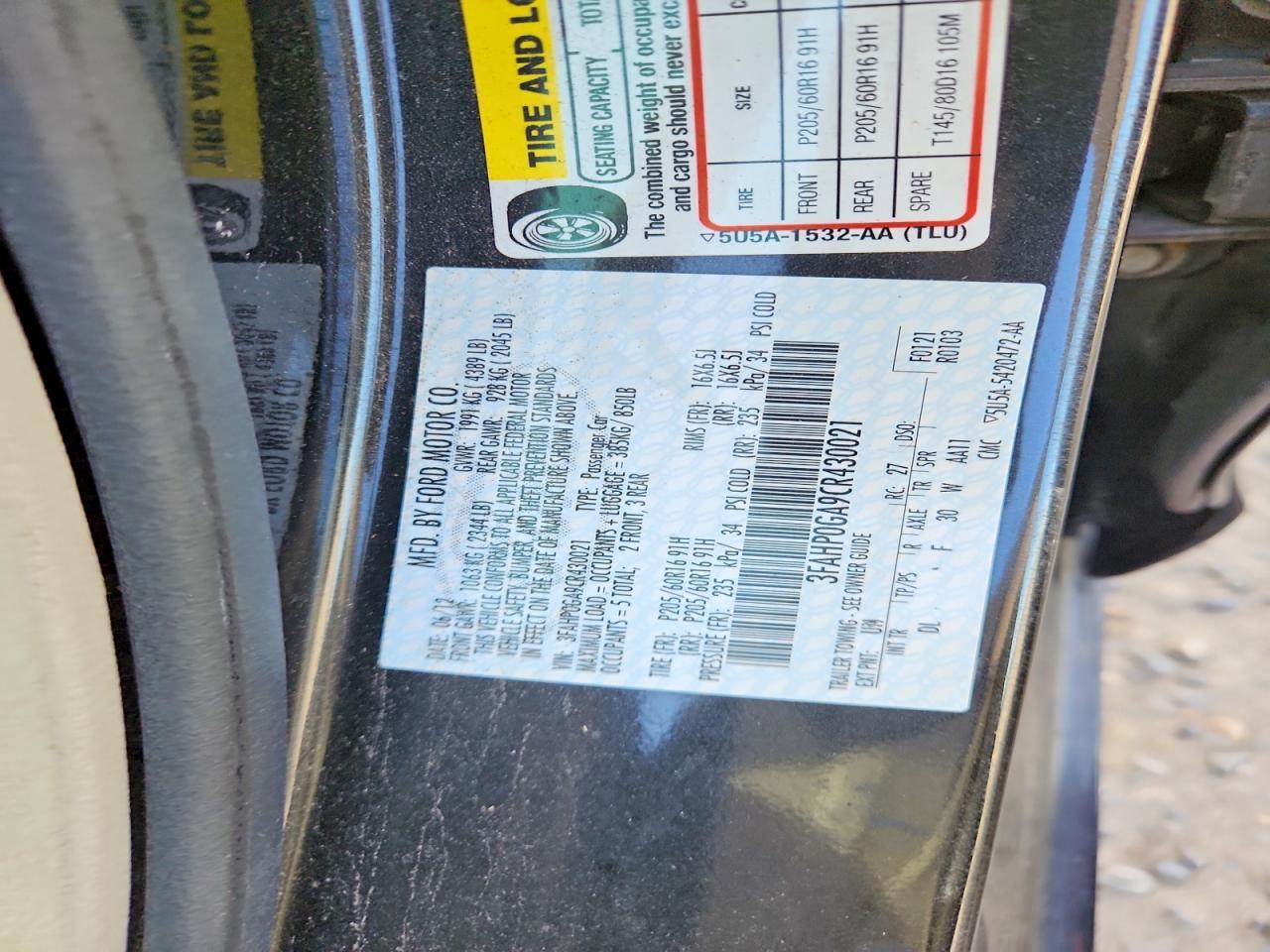 2012 FORD FUSION