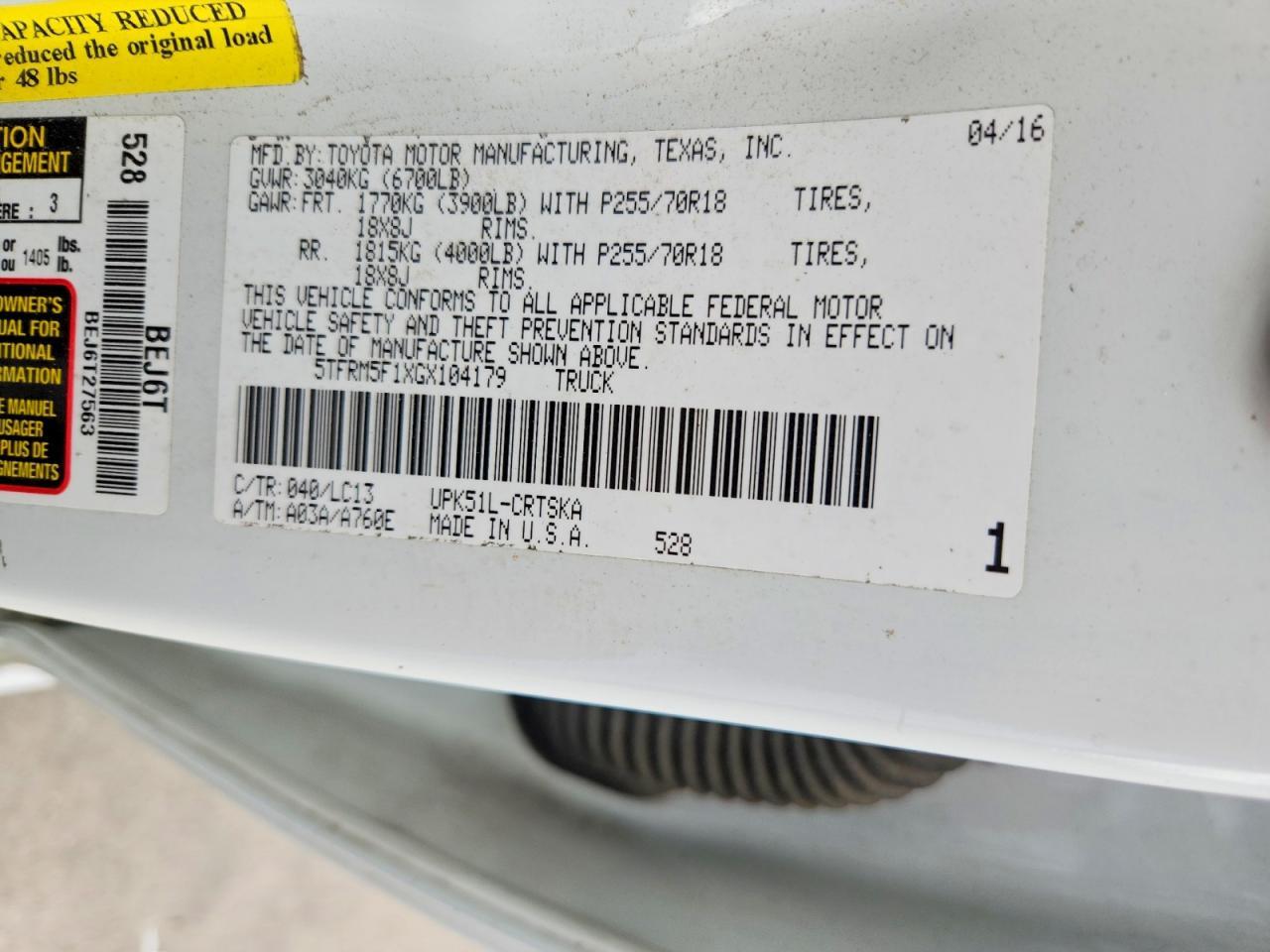 2016 TOYOTA TUNDRA