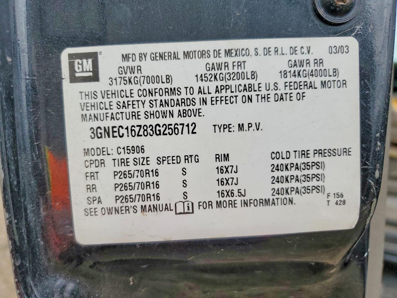2003 CHEVROLET Suburban
